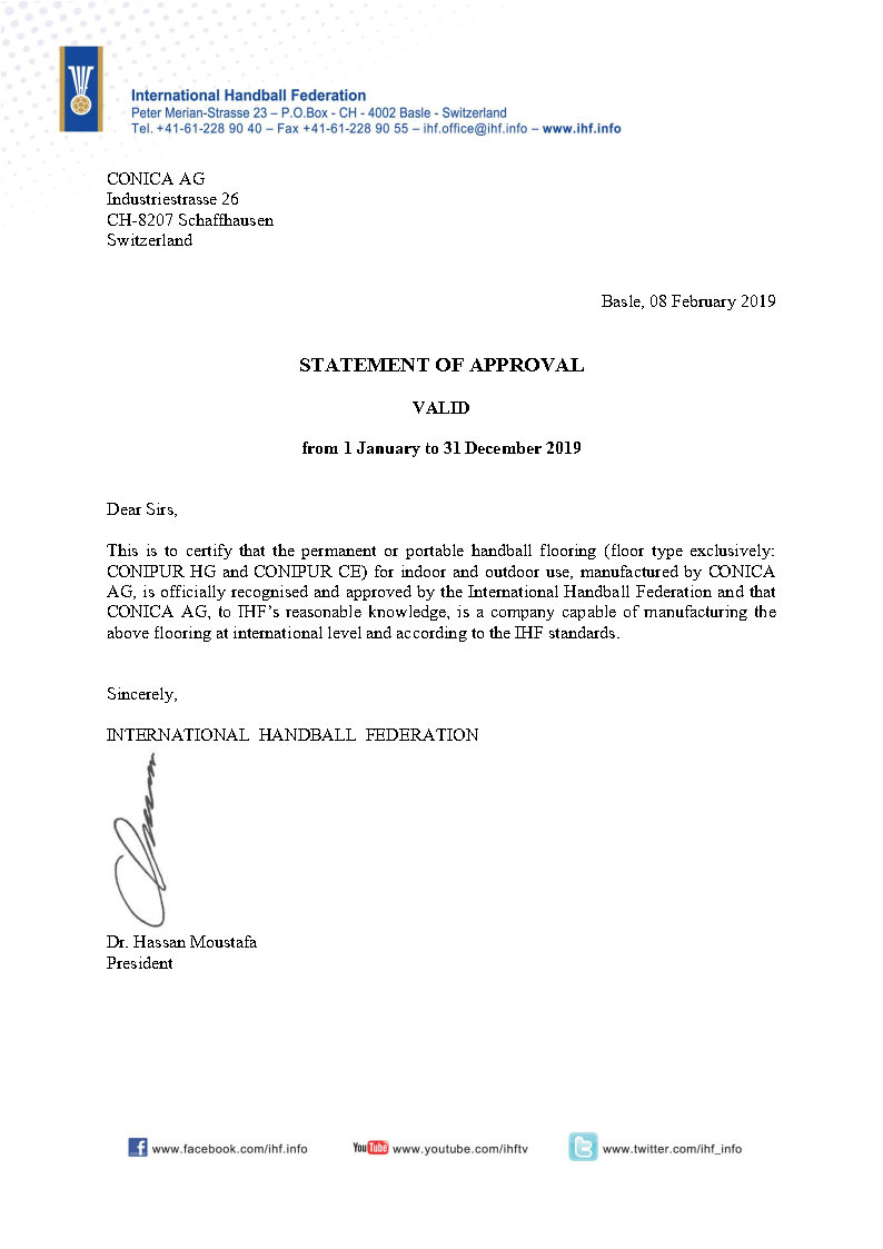 Certifikát IHF